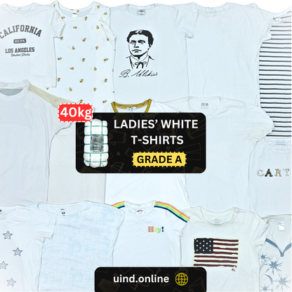 Ladies' White T-shirts - Grade A
