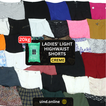 Ladies' Light High Waist Shorts - Crème