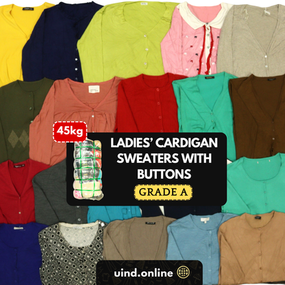 Ladies' Cardigan Sweaters w/ Buttons (A) 45kg