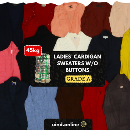Ladies' Cardigan Sweaters w/o Buttons - Grade A